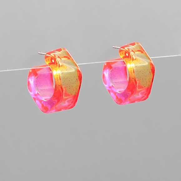 Twotone Lucite Resin Hoops - Picture 1 of 2